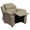 EMMA + OLIVER Deluxe Padded Beige Vinyl Kids Recliner with Storage Arms view 4