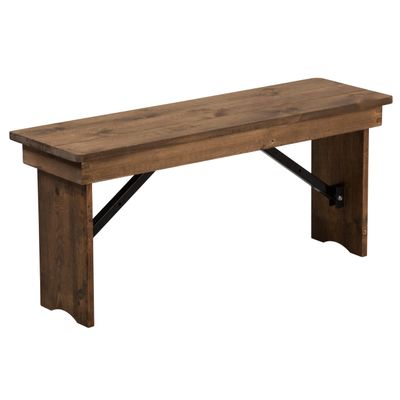 EMMA + OLIVER 40" x 12" Antique Rustic Solid Pine Folding Farm Bench