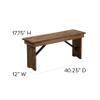 EMMA + OLIVER 40" x 12" Antique Rustic Solid Pine Folding Farm Bench view 3