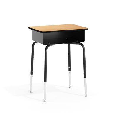 EMMA + OLIVER Natural Student Desk with Open Front Metal Book Box - School Desk