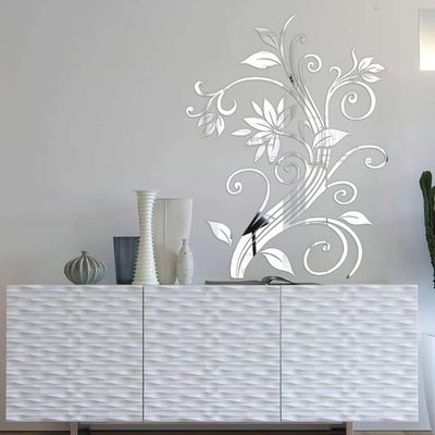 Mirror Sticker Bathroom Decor Room Decoration Stickers 3D Long Full Body Wall Mirrored Adhesive Paper Mural On The Wallpaper For Walls In Rolls Sticky Flower Vine Vintage Antique Leaf Plants