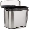 Amazon Basics Smudge Resistant Rectangular Trash Can With Soft-Close Foot Pedal, Brushed Stainless Steel, 30L/7.9 Gal, 13.8x11.8x25 in, Satin Nickel Finish view 1