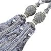 1 Pair Classical Curtain Rope Holdbacks Hanging Ball Curtain Rope Tiebacks with Tassels for Home (Gray) view 1