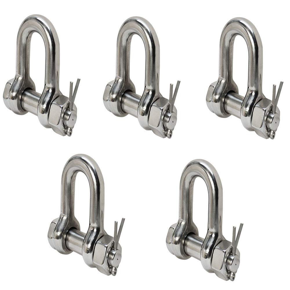 MH GLOBAL Chain Shackle Bolt Pin D Ring Rig Boating 5 Pc Marine Stainless Steel 316