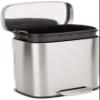 Amazon Basics Smudge Resistant Small Rectangular Step Pedal Trash Can with Soft-Close Lid, Removable Inner Bucket, Brushed Stainless Steel, 12 Liter/3.1 Gallon, Satin Nickel Finish view 1