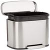 Amazon Basics Smudge Resistant Mini Rectangular Trash Can with Soft-Close Lid, Foot Pedal, Removable Inner Bucket, 5L/1.32 Gal, Brushed Stainless Steel, for Bathroom & Small Space, Satin Nickel Finish view 1