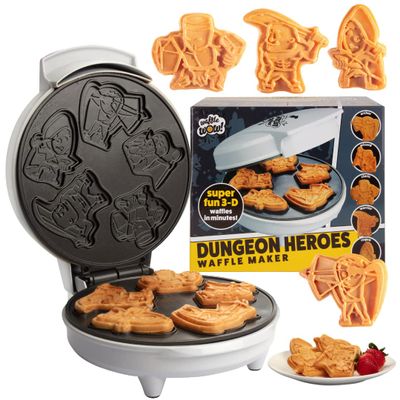Dungeon Heroes Electric Mini Waffle Maker- Eat Wizards Fighters Clerics for Morning Breakfast Fun- Novelty Pancakes in Minutes, Non-Stick Fantasy Dragon for Tabletop Gamers- Great Waffler Novelty Gift