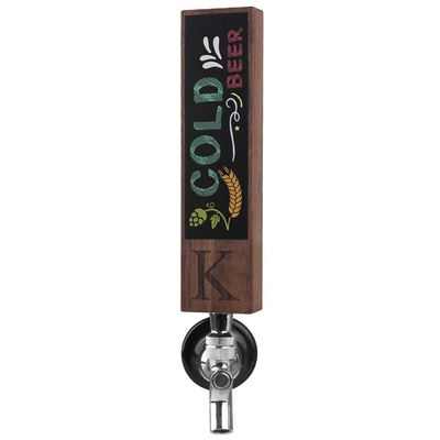 Fanfoobi Monogrammed K Beer Tap Handle for Home Bar(from Alphabet 26 A-Z) Perfect For Brewery, Laser Engraved Chalkboard Tap Handles, Beer Brew Gift, 8 Inch Tall Walnut Wood