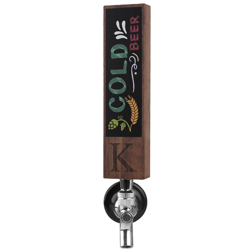 Fanfoobi Monogrammed K Beer Tap Handle for Home Bar(from Alphabet 26 A-Z) Perfect For Brewery, Laser Engraved Chalkboard Tap Handles, Beer Brew Gift, 8 Inch Tall Walnut Wood