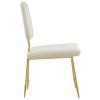 America Luxury - Chairs Industrial Country Farm Dining Kitchen Chair, Set of Two, Velvet Fabric Steel Metal, Ivory White view 4