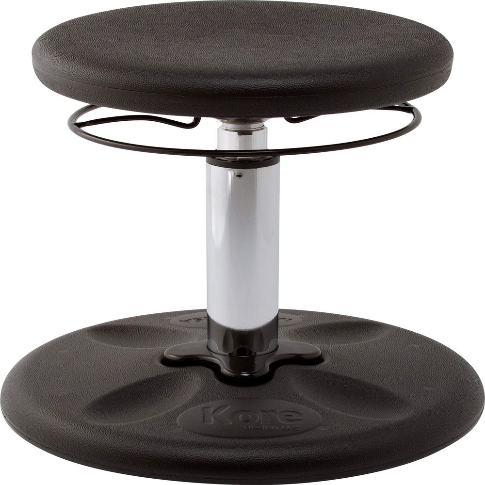KORE DESIGN Adjustable Wobble Stool Chair, Girls + Boys Kid Desk Stools, Ergonomic Small Office Chairs, Flexible Seating for Active Kids, ADD/ADHD, Classroom, Home, Age 6-11, Standard (14-19in), Black