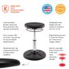 KORE DESIGN Adjustable Wobble Stool Chair, Girls + Boys Kid Desk Stools, Ergonomic Small Office Chairs, Flexible Seating for Active Kids, ADD/ADHD, Classroom, Home, Age 6-11, Standard (14-19in), Black view 4
