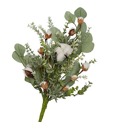 Artificial Cotton and Eucalyptus Spray