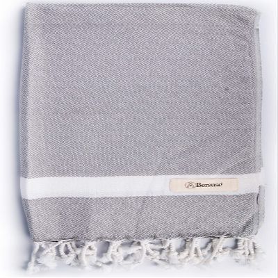 Bersuse 100% Cotton Laodicea Bathroom Hand Towels - Turkish Towels, Absorbent Soft Gentle Quick-Drying Cotton - Hair, Face, Hand, Kitchen Tea Towel - 23x43 Inches, Silver Grey (Set of 12)