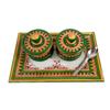 India Meets India Marble Meenakari 2 Supari Daan, Tray and Spoon Set Handicraft by Awarded Indian Artisan view 1
