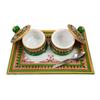 India Meets India Marble Meenakari 2 Supari Daan, Tray and Spoon Set Handicraft by Awarded Indian Artisan view 2