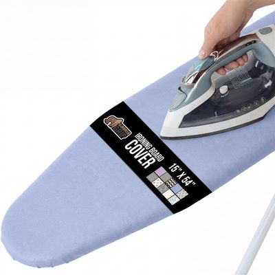 GORILLA GRIP The Original Ironing Board Cover and Pad, Silicone Coating, 400F Scorch Resistant Thick Padding, Heavy Duty Iron Covers Standard Boards, Hook and Loop Fastener Strap, Blue 15x54