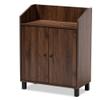 Baxton Studio Rossin Modern and Contemporary Walnut Brown Finished 2-Door Wood Entryway Shoe Storage Cabinet with Open Shelf view 1