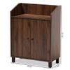 Baxton Studio Rossin Modern and Contemporary Walnut Brown Finished 2-Door Wood Entryway Shoe Storage Cabinet with Open Shelf view 3