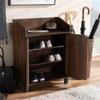 Baxton Studio Rossin Modern and Contemporary Walnut Brown Finished 2-Door Wood Entryway Shoe Storage Cabinet with Open Shelf view 4