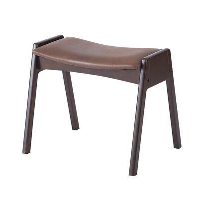 Foot Rest Stool/Seat Solid Wood Large Change Shoe Stool Designer Upholstered Ottoman Pouffe Footstool Wooden Dressing Stool with PU Leather Cover - Brown