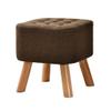 Foot Rest Stool/Seat Large Square Footstool Modern Ottoman Pouffe Chair Solid Wood Foorest Dressing Stool Change Shoe Bench 4 Legs and Linen Cover (Brown) view 1