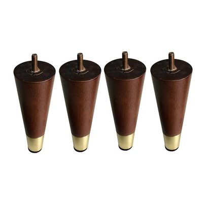 Solid Wood Furniture feet, X4 Modern American Sofa Support feet, Coffee Table, Bedside Table, TV Cabinet feet, Brass Foot Cover, M8 Screw, Non-Slip