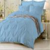 Soft Luxurious 1-Piece Pinch Pleated Pintuck Decorative Quilt Duvet Cover with Corner Ties 100% Cotton 400 Thread Count Comforter Cover (Full/Queen, Light Blue) view 1