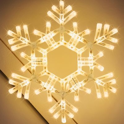 Kringle Traditions 20" Warm White LED Snowflake Folding Lighted Snowflake Decoration for Outdoor Christmas Displays, Large Holiday Yard Decor, Steady Lights