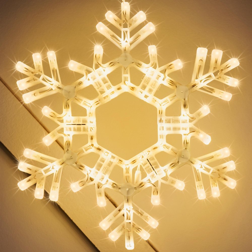 Kringle Traditions 20" Warm White LED Snowflake Folding Lighted Snowflake Decoration for Outdoor Christmas Displays, Large Holiday Yard Decor, Steady Lights