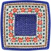 Polmedia Polish Pottery Square Bowl 8-inch - Red Cornflower Pattern Handmade in Boleslawiec Poland by Ceramika Bona + Certificate of Authenticity view 2