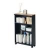YAMAZAKI Home Slim Rolling Storage Cart  Narrow Bathroom Storage Cabinet with Handle, Slim Bathroom Storage Cart with Wheels, Easy Assembly, Steel + Wood, Black, 27" - Steel - view 1