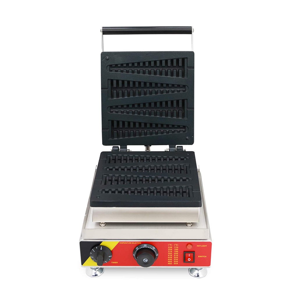 Liquor 4PCS Stainless Steel Electric Waffle Maker Commercial Pine Tree Shape Waffle Iron Machine Non Stick Surface 110V