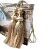 One Pair Double Ball Hanging Curtain Tiebacks Rope Tassels Curtain Tiebacks for Livingroom & Bedroom (Light Coffee) view 1