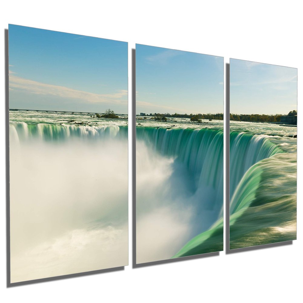 72 x 36 TOTAL - Horseshoe Falls, Niagara Metal Print wall art. 3 Panel split, Triptych HD aluminum multi panel print
