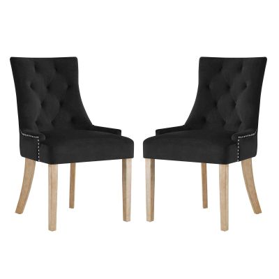 America Luxury - Chairs Modern Contemporary Urban Dining Kitchen Room Side Chair, Set of Two, Velvet Fabric Wood, Black