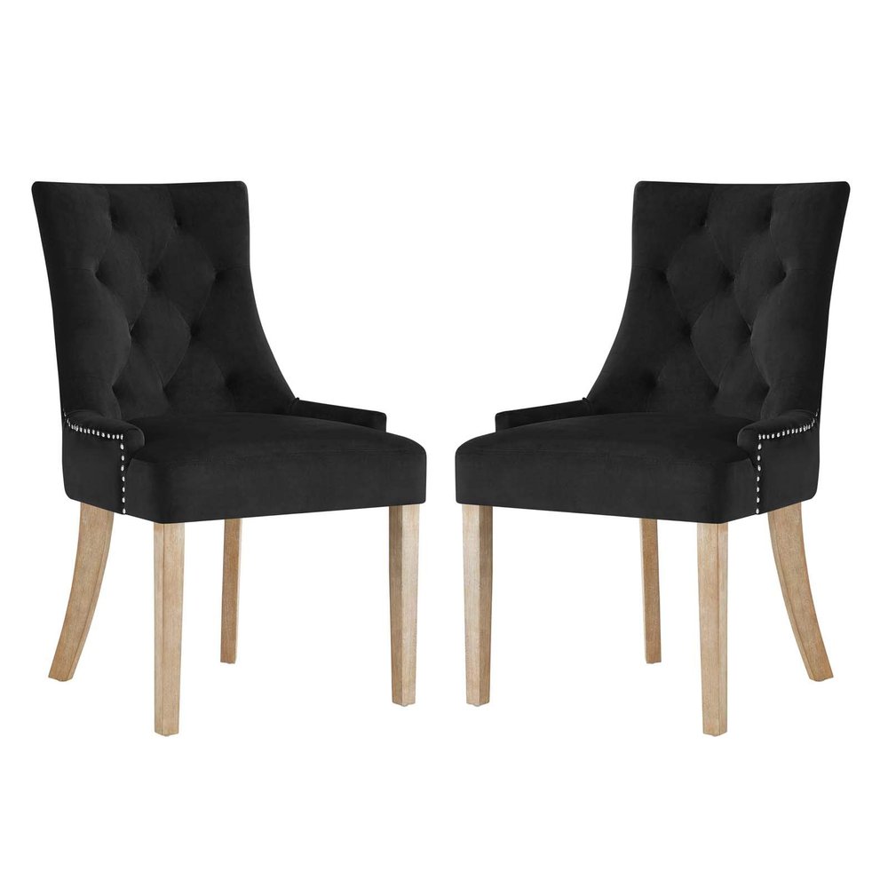 America Luxury - Chairs Modern Contemporary Urban Dining Kitchen Room Side Chair, Set of Two, Velvet Fabric Wood, Black