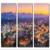 48 x 24 TOTAL - Asheville, North Carolina Skyline Metal Print wall art. 3 Panel split, Triptych. HD aluminum panels view 2