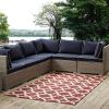 Modern Contemporary Living Lounge, Indoor and Outdoor Area Rug Floor, Fabric, Multi Red view 2