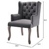 America Luxury - Chairs Country Cottage Farm Dining Kitchen Vintage Style Side Chair Armchair, Velvet Fabric Wood, Grey Gray view 3