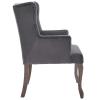 America Luxury - Chairs Country Cottage Farm Dining Kitchen Vintage Style Side Chair Armchair, Velvet Fabric Wood, Grey Gray view 4
