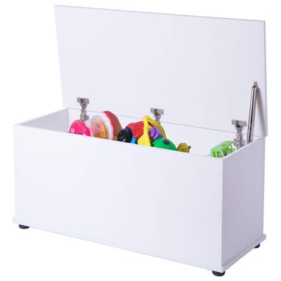 Basicwise Wooden Storage Organizing Toy Box, White
