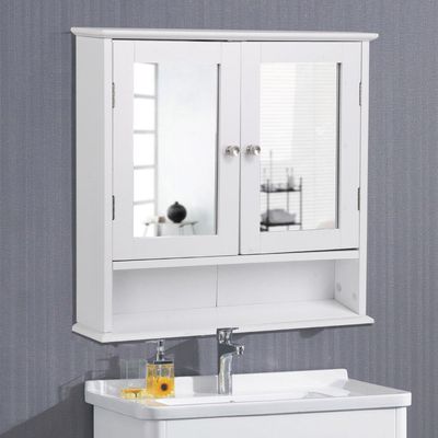 HomeLoft Basics Adjustable Shelfe Cabinet with M Cabinet with Wooden Bathroom Wall Mirror Doors Mount Medicine Adjustable Shelf Wooden Bathroom Wall M