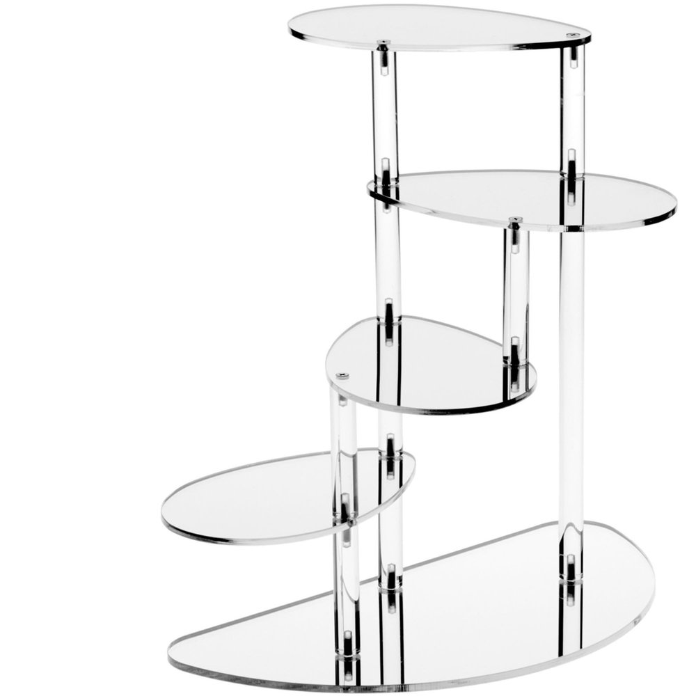 Plymor Mirrored Acrylic 4-Shelf Spiral Display Riser, 14" H x 14.25" W x 7" D