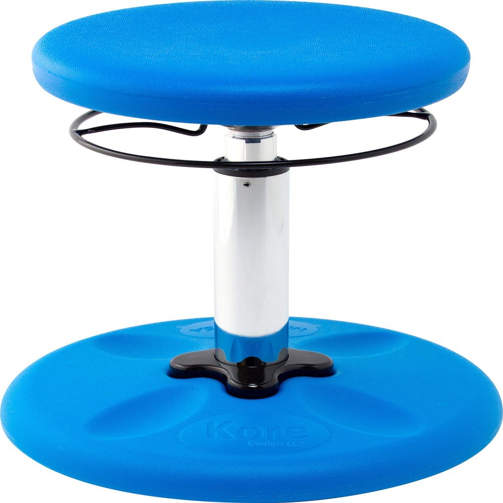 KORE Design Adjustable Wobble Stool Chair, Girls + Boys Kid Desk Stools, Ergonomic Small Office Chairs, Flexible Seating for Active Kids, ADD/ADHD, Classroom, Home, Age 6-11, Standard (14-19in), Blue
