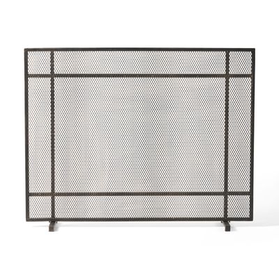 Christopher Knight Home Markus Modern Single Panel Iron Firescreen, Black Brushed Gold Finish