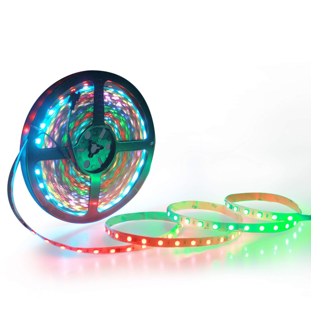 ALITOVE RGB LED Strip Light 32.8ft WS2811 Addressable Programmable Dream Color Digital LED Pixel Light 24V 10m 600 LEDs Rainbow Chasing Effect LED Flexible Light Rope Non-Waterproof White PCB
