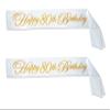 Glittered Happy 80th Birthday Satin Sash 2 Piece Costume Accessory view 1