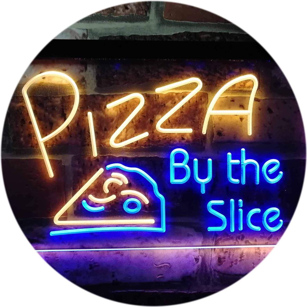 ADVPRO Pizza by The Slice Shop Display Dual Color LED Neon Sign Blue & Yellow 12" x 8.5" st6s32-i0306-by