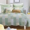 HNU 3 Piece Full-Queen Reversible Countryside World Bedding, Sage Green Light Yellow Geometric Patchwork Quilt, Stylish Farmhouse Bedding, Classic Motif Scalloped Borders Soft Cotton Quilt view 4